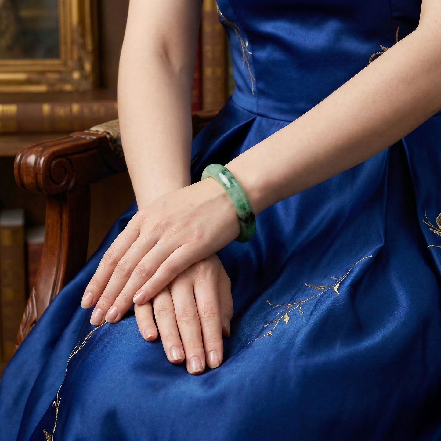 The Mossy Galaxy | Jadeite Style Bangle